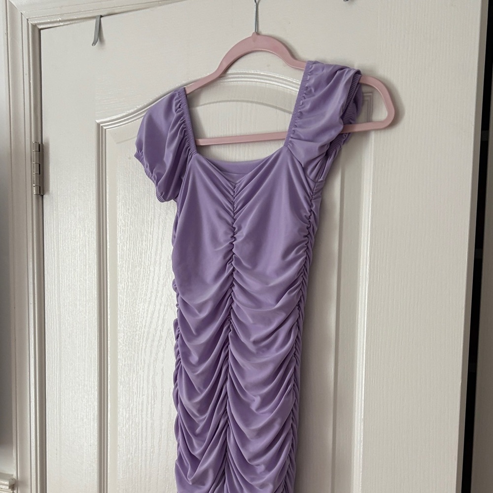 Lavender Ruched Dress - Picture 2 of 3